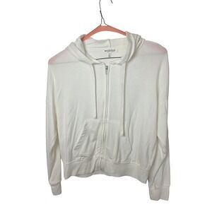 Workshop Republic Clothing White Modal Blend Zip Up Hoodie Sweatshirt XS